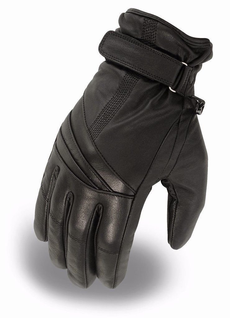 FMC Motorcycle Women's Leather Blk Driving Waterproof Gloves with Hipora Insert Soft (XS Regular)