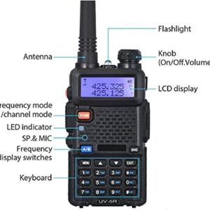 Baofeng UV-5R Ham Radio Handheld Dual Band Two Way Radios Long Range Walkie Talkies for Adults Rechargeable Amateur Portable VHF/UHF Military Radio with Earpiece for Survival Gear(5 Pack, Black)