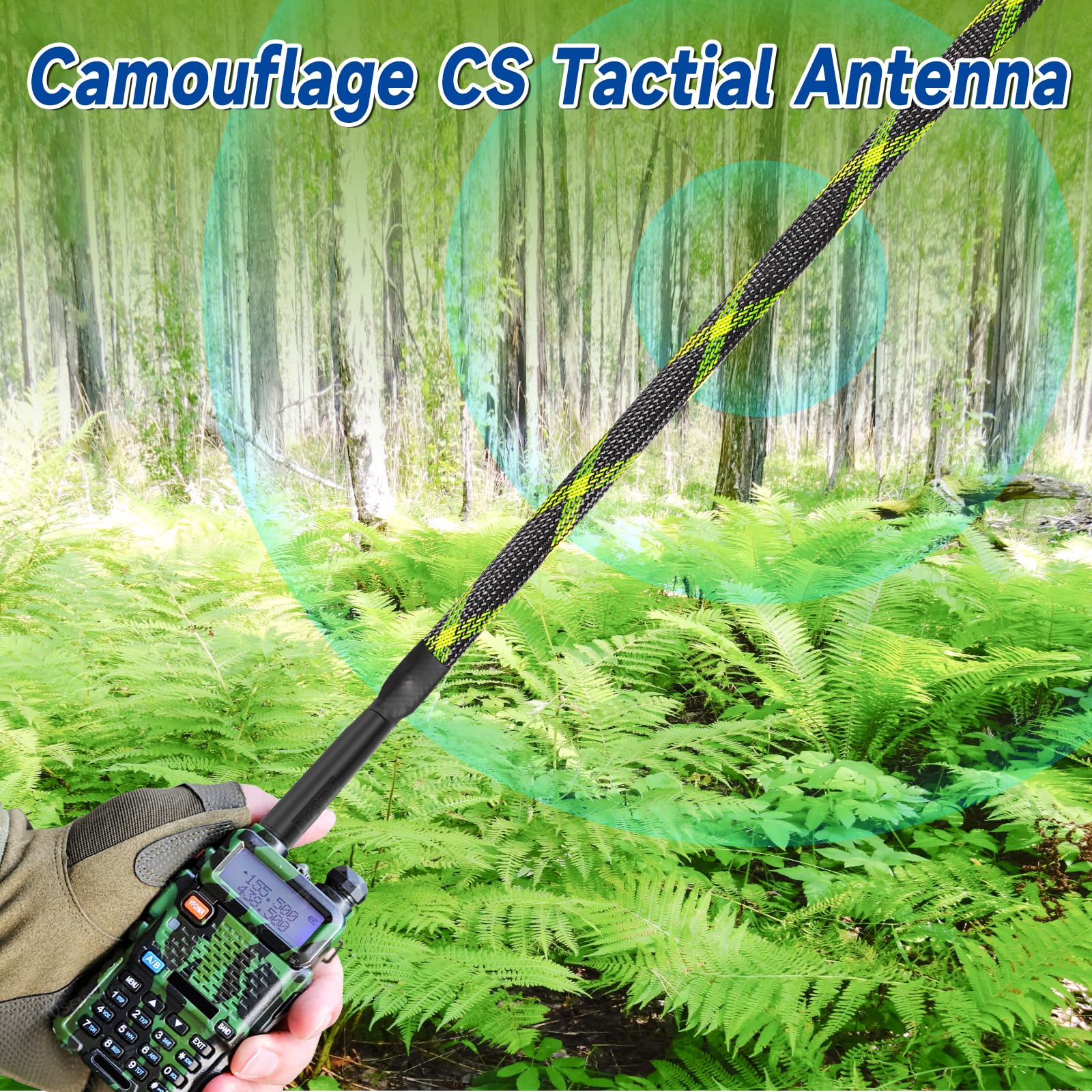 Bingfu Dual Band VHF UHF 136-520MHz 42.9 inch Foldable Camouflage CS Tactical SMA Female Ham Radio Antenna for BaoFeng UV-5R UV-82 BF-F8HP Kenwood Wouxun HYT Handheld Two Way Radio Walkie Talkie