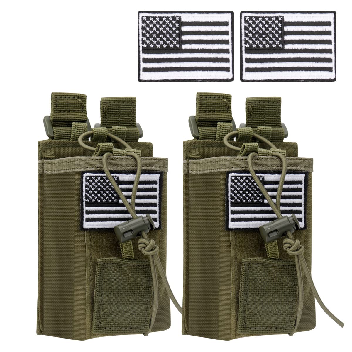 2 Pack Radio Case Radio Holder Molle Tactical Radio Holster Military Heavy Duty Radios Pouch Bag for Baofeng UV-5R F8HP UV-5R GT-3 UV-82 Two Ways Walkie Talkies Compatible with Bags Packs/Duffels