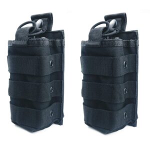 molle tactical universal radio nylon holster pouch holder, military molle radio case bag compatible with baofeng midland motorola walkie talkies (2 pack)