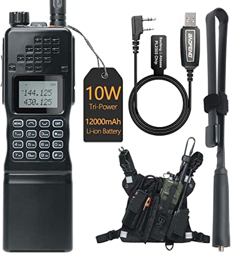 Baofeng AR-152 Military Grade Ham Radio 10W Powerful Long Range Rechargeable Walkie Talkie for Adults with Waterproof Tactical Chest Harness Bag,Tactical Antenna and Programming Cable Two Way Radio