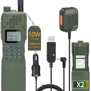 Baofeng AR-152 10W Ham Radio Powerful Military Grade Tactical Long Range Walkie Talkie with Speaker Mic, Car Charger and more 12000mAh Battery Portable Tactical Two Way Radio Full Set