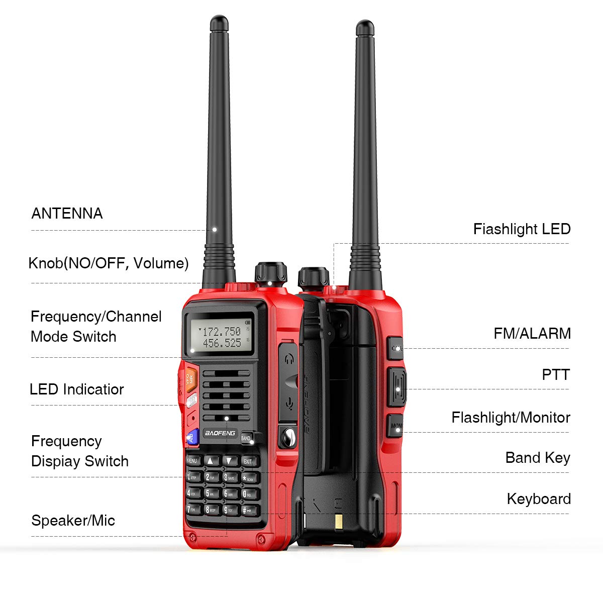 BaoFeng Ham Radios Long Range Handheld UV-S9 Plus 8W VHF UHF Dual Band High Power Two Way Radio Long Rang Walkie Talkie Rechargeable with 2200mAh Larger Battery USB Charger Cable