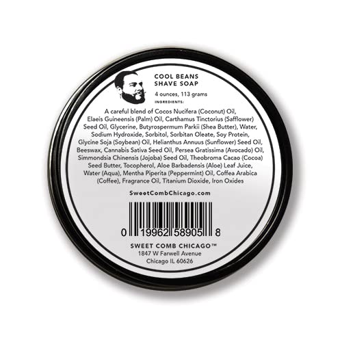 Cool Beans Shave Soap, Coffee and Mint-Infused Men's Shave Soap, Great Morning Wake Up with an AMAZING Aromatic Shave, Awesome for a Christmas or Birthday Gift.