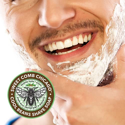 Cool Beans Shave Soap, Coffee and Mint-Infused Men's Shave Soap, Great Morning Wake Up with an AMAZING Aromatic Shave, Awesome for a Christmas or Birthday Gift.