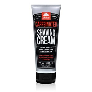 pacific shaving company caffeinated shaving cream - shea butter + spearmint antioxidant shaving cream with caffeine - clean formula for a hydrating, redness reducing + irritation-free shave (7 oz)