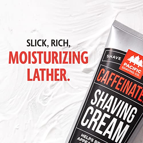 Pacific Shaving Company Caffeinated Shaving Cream - Shea Butter + Spearmint Antioxidant Shaving Cream with Caffeine - Clean Formula for a Hydrating, Redness Reducing + Irritation-Free Shave (7 Oz)