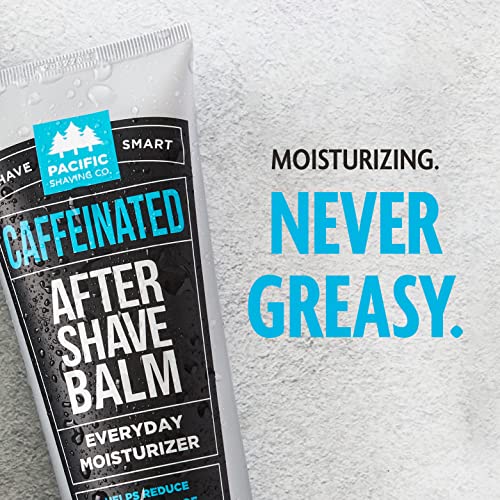 Pacific Shaving Company Caffeinated Aftershave, Men's Grooming Product - Antioxidant Daily Face Lotion + After Shave - Soothing Aloe & Spearmint Post Shave Balm for Sensitive Skin (7 Oz)