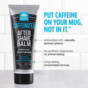 Pacific Shaving Company Caffeinated Aftershave, Men's Grooming Product - Antioxidant Daily Face Lotion + After Shave - Soothing Aloe & Spearmint Post Shave Balm for Sensitive Skin (7 Oz)