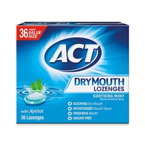 act dry mouth lozenges with xylitol, soothing mint, 36 lozenges