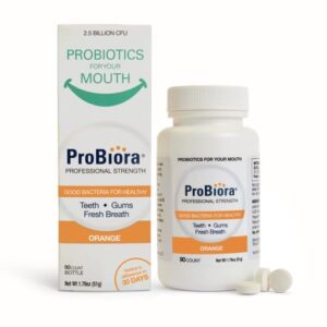 ProBiora Professional Strength Oral Probiotics for Teeth and Gums | Dental Probiotic for Oral Health | Bad Breath Treatment for Adults | Tooth Whitening | ProBiora3 Probiotic Blend | 90 Orange Tablets