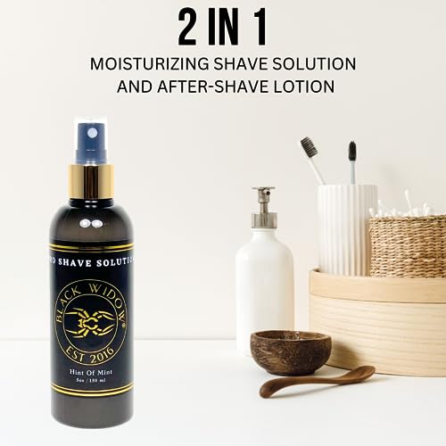 Black Widow Pro Shave Solution - Shave Spray Lotion, No Mess, Superior Shaving Experience, Slick Shaving Lotion, Helps Reduce Skin Irritation, Hydrates Skin While Shaving, Hint Of Mint