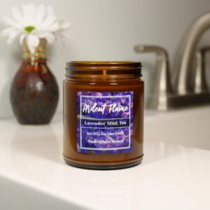 Ardent Flame Candles | Lavender Mint Tea | 100% Natural Soy Wax Candle for Home Decor | Highly Scented | Premium Fragrance | Handmade in Vermont, USA | 8 oz | Long Lasting | Gift for Women and Men