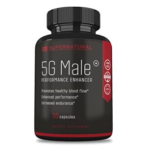 supernatural man 5g male natural t booster enhancing supplement for blood flow, stamina, strength & endurance ginseng, garlic, ginkgo, ginger root, vitamin d - supports healthy males - 30 capsules