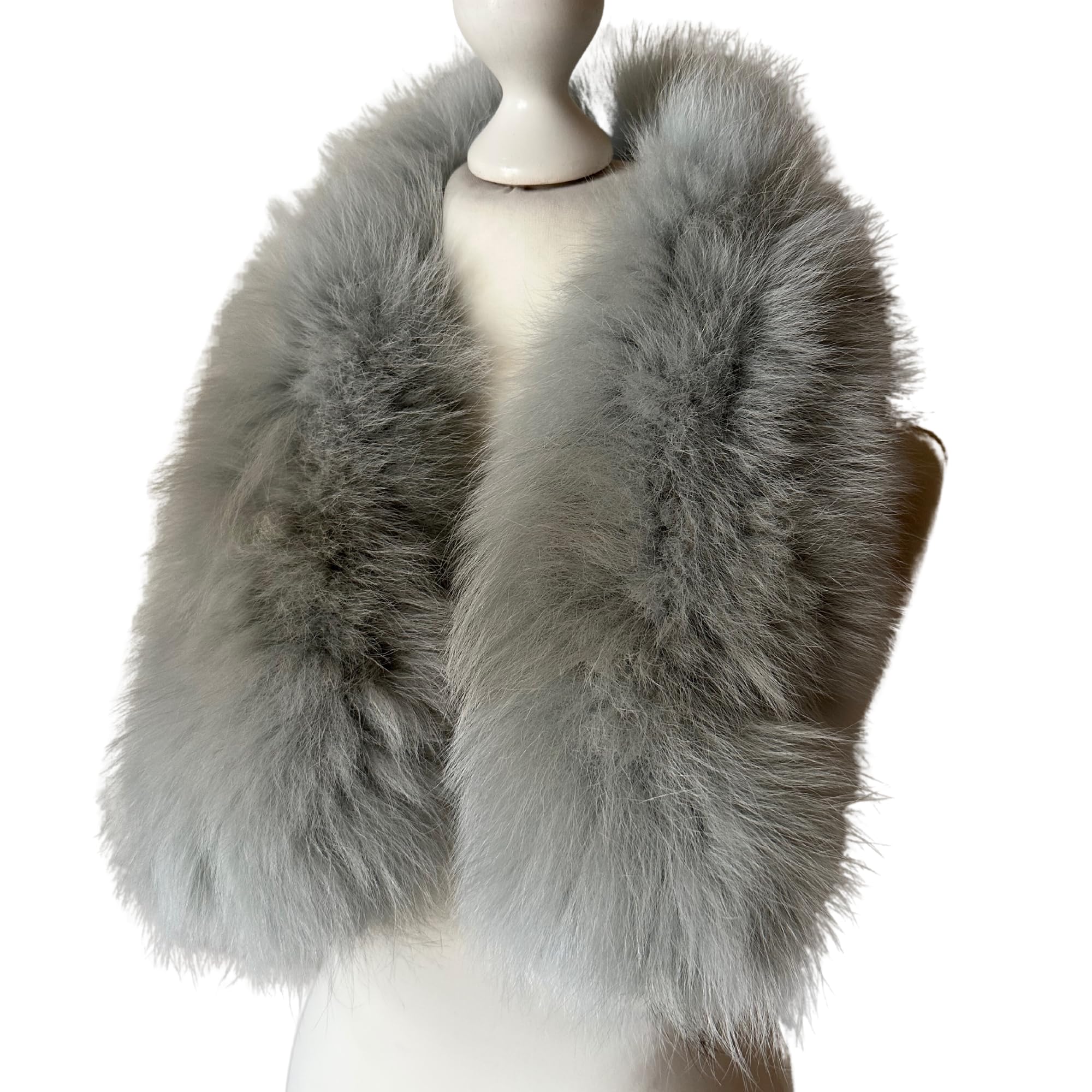 Fluffy Collar Light Mint Fur Fox for winter coat parka hood 75 cm Mens and Womens