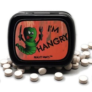 Reality Mints I’m Hangry Mints - Funny Hungry Worm Design - Peppermint Breath Mints for Friends - Breath fresheners,, Made in America