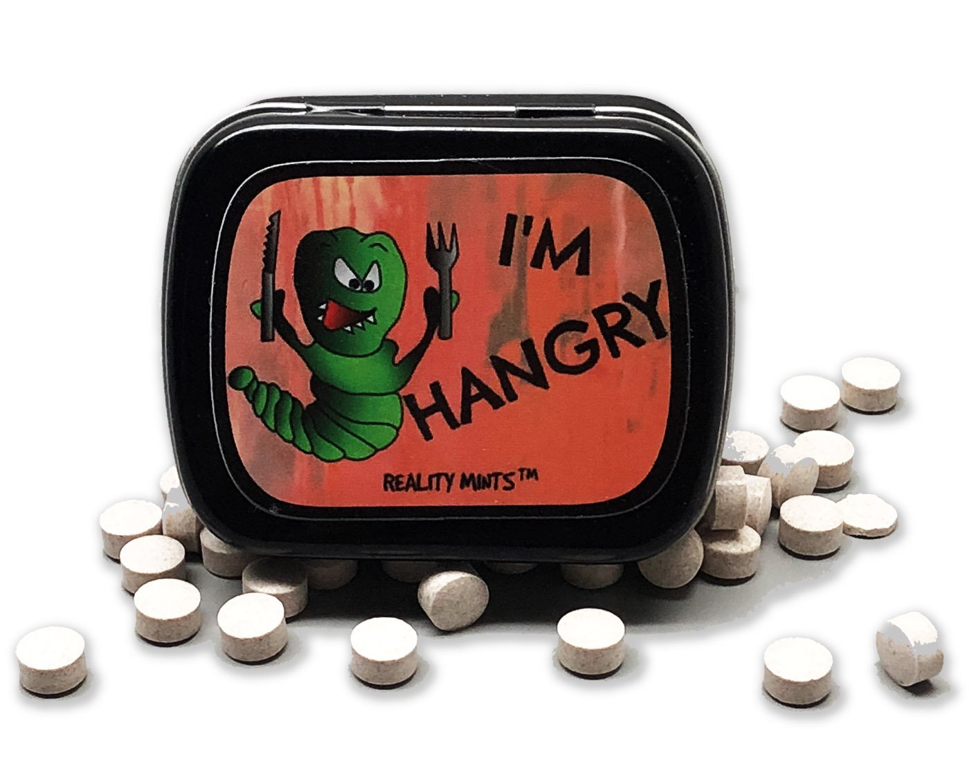 Reality Mints I’m Hangry Mints - Funny Hungry Worm Design - Peppermint Breath Mints for Friends - Breath fresheners,, Made in America