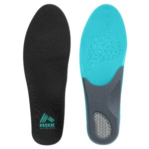 rbx soothing comfort plantar gel orthotic insoles, full length (men, 8-12, mint)