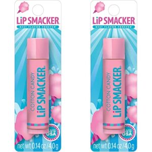 lip smacker flavored lip balm, cotton candy, flavored, clear, for kids, men, women, dry kids (pack of 2)