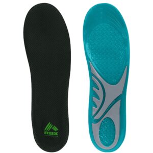 RBX Massaging Sport Gel All Day Comfort Insoles, Full Length (Men, 8-12, Mint)