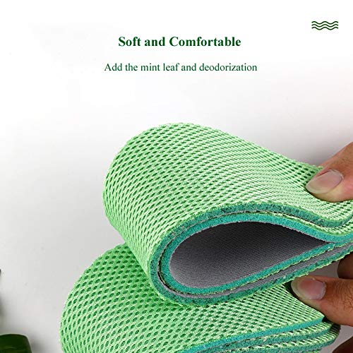 3 Pairs Mint Deodorant Insoles Health Light Weight Shoes Pad Absorb-Sweat Breathable Mesh Cloth Sports Insert Men Women (Size : 43) (36)