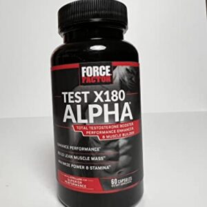 Force Factor Test X180 Alpha, Testosterone Booster for Men, Testosterone Supplement with L-Citrulline to Help Build Muscle and Strength, Boost Nitric Oxide for Performance, 60 Count (Pack of 2))