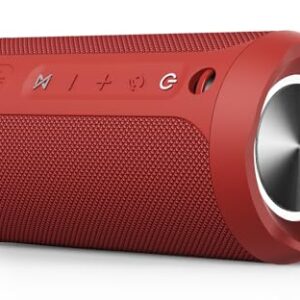 EDUPLINK Bluetooth Speaker, Portable Wireless Speakers, Waterproof IPX7 Speaker, TWS Pairing Stereo, Long Playtime for Home, Travel, Red