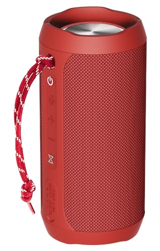 EDUPLINK Bluetooth Speaker, Portable Wireless Speakers, Waterproof IPX7 Speaker, TWS Pairing Stereo, Long Playtime for Home, Travel, Red