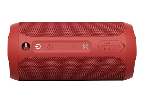 EDUPLINK Bluetooth Speaker, Portable Wireless Speakers, Waterproof IPX7 Speaker, TWS Pairing Stereo, Long Playtime for Home, Travel, Red