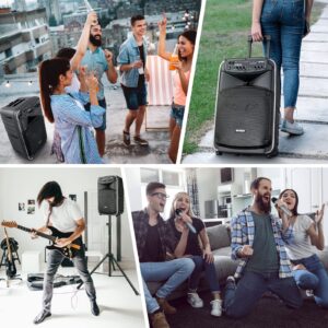 GTSK12-2 Bluetooth DSP PA System with 12" subwoofer, PA Speaker with wireless microphones,Rechargeable Karaoke Machine for adults,support USB/TWS/LINE in/FM