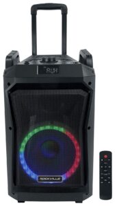 rockville rockngo 800 10" portable wireless bluetooth speaker w/led/wheels/loud!, black