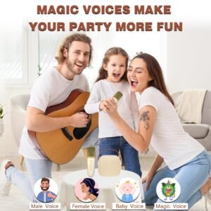 IROO Mini Karaoke Machine with 2 Wireless Microphone,Bluetooth Speaker for Kids and Adults,Gifts for Girls and Boys 4, 5, 6, 7, 8, 9, 10 +Year Old Birthday Party Home (Beige)