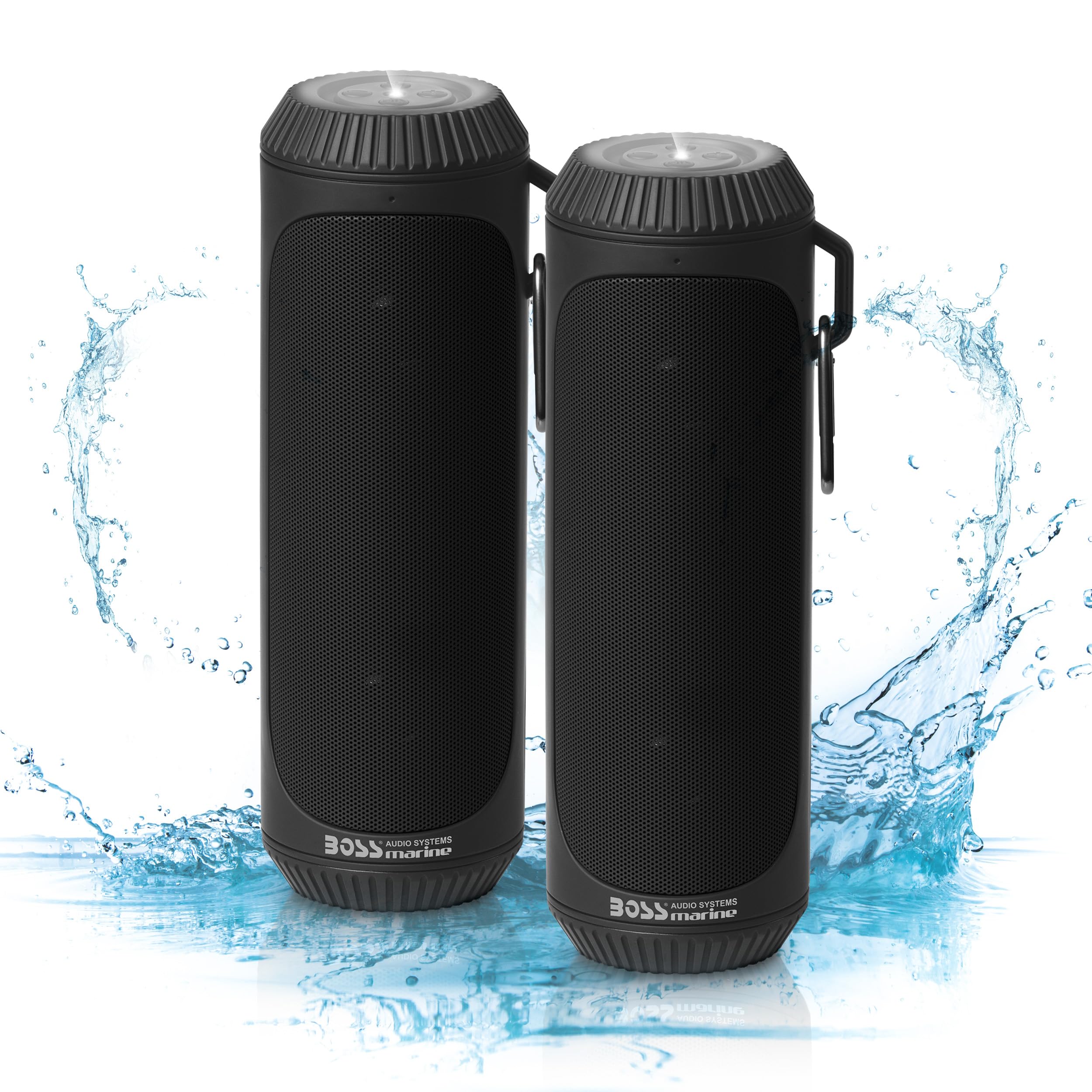 BOSS Audio Systems BOLT Portable Wireless Bluetooth Speaker - Black, Loud 1.5 Inch Speakers With Bass, Weatherproof, Flashlight, Sold In Pairs, For Outdoor, Home, Party, iPhone, Computer, Desktop