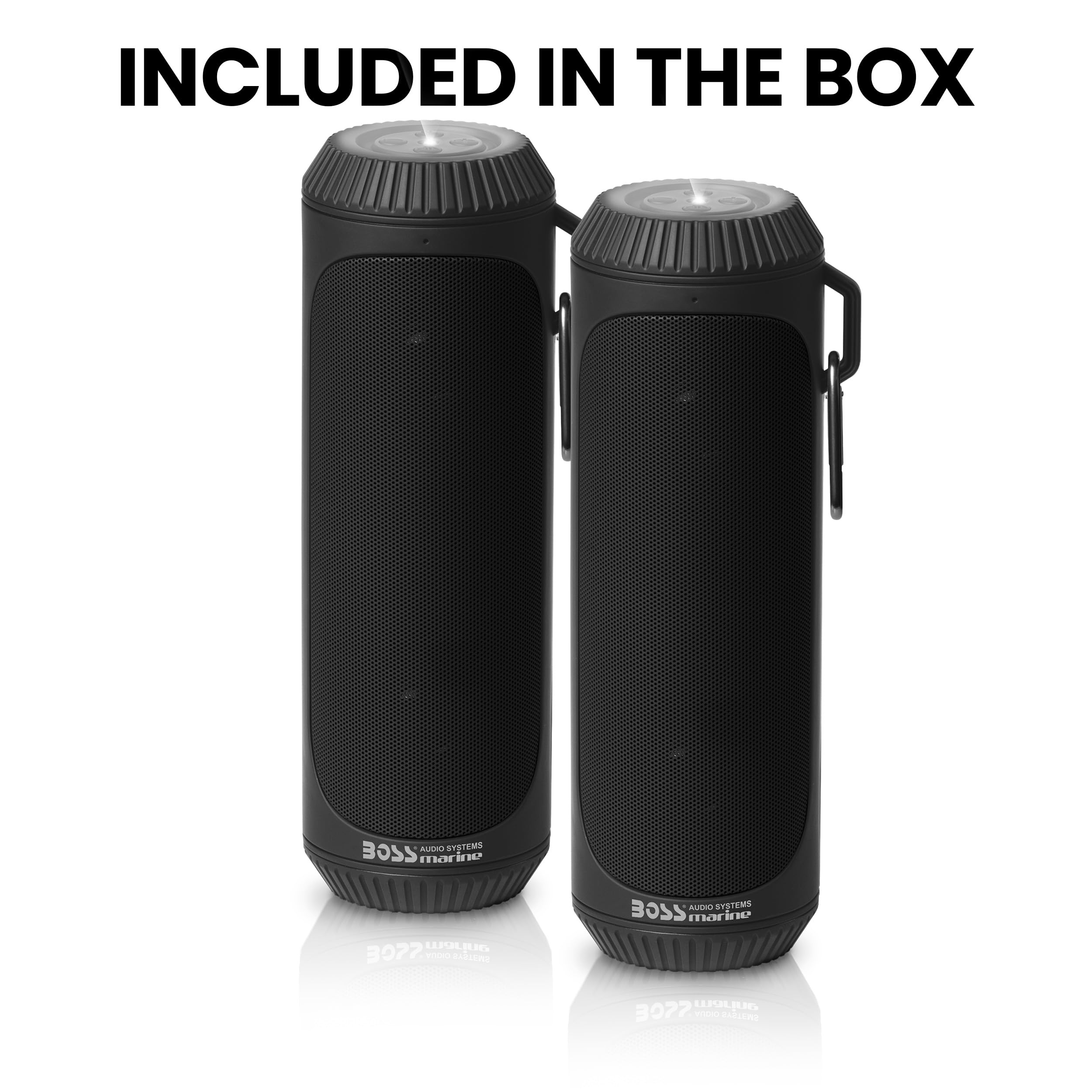 BOSS Audio Systems BOLT Portable Wireless Bluetooth Speaker - Black, Loud 1.5 Inch Speakers With Bass, Weatherproof, Flashlight, Sold In Pairs, For Outdoor, Home, Party, iPhone, Computer, Desktop