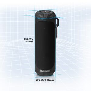 BOSS Audio Systems BOLT Portable Wireless Bluetooth Speaker - Black, Loud 1.5 Inch Speakers With Bass, Weatherproof, Flashlight, Sold In Pairs, For Outdoor, Home, Party, iPhone, Computer, Desktop