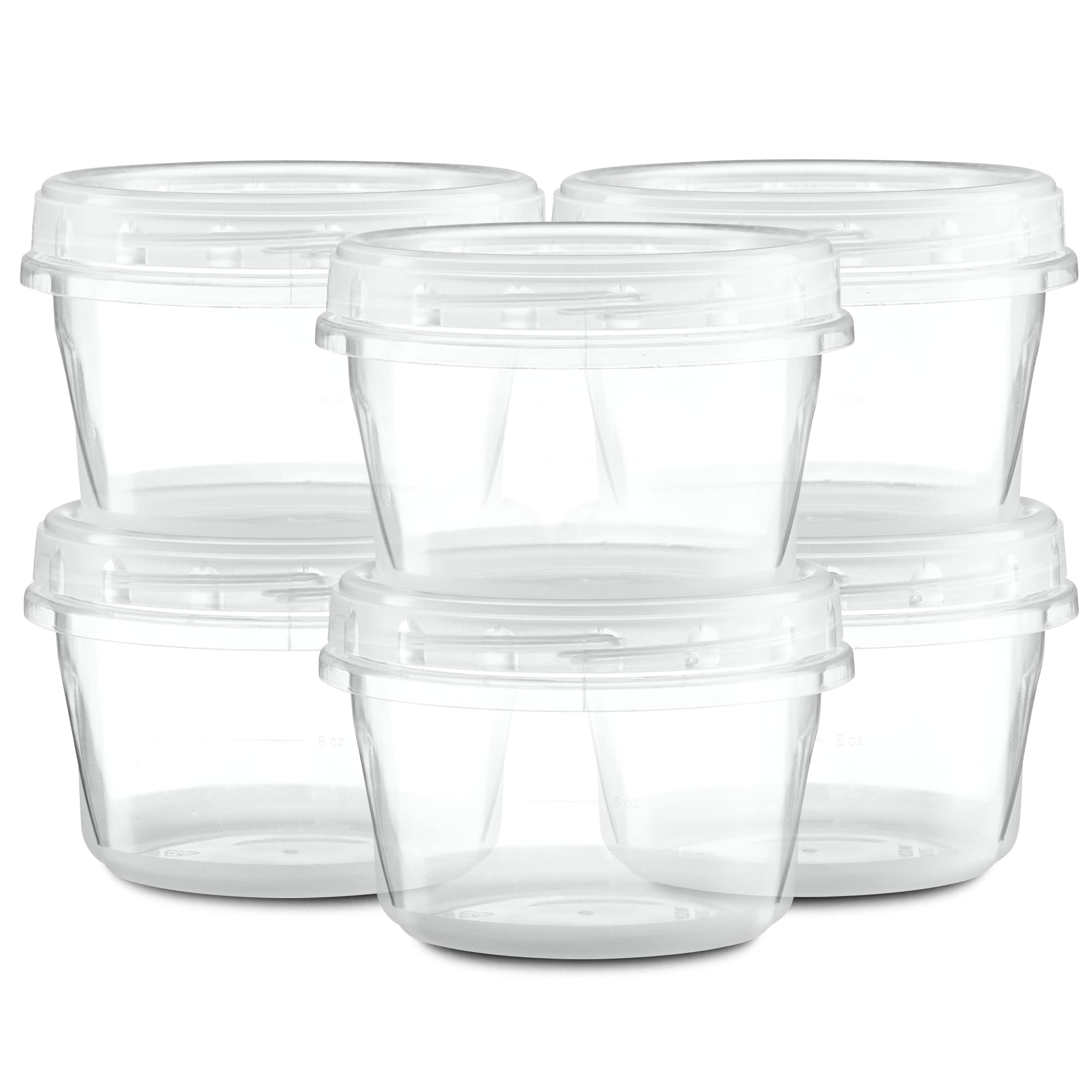 Elegant Disposables (16 Ounce 20 Pack) Clear Twist cap ContainersWith Screw on Lids Twist Top Food Storage Freezer Containers