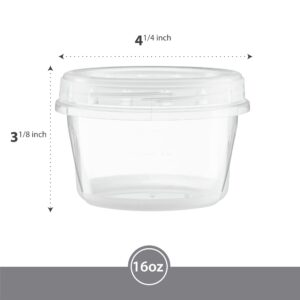 Elegant Disposables (16 Ounce 20 Pack) Clear Twist cap ContainersWith Screw on Lids Twist Top Food Storage Freezer Containers