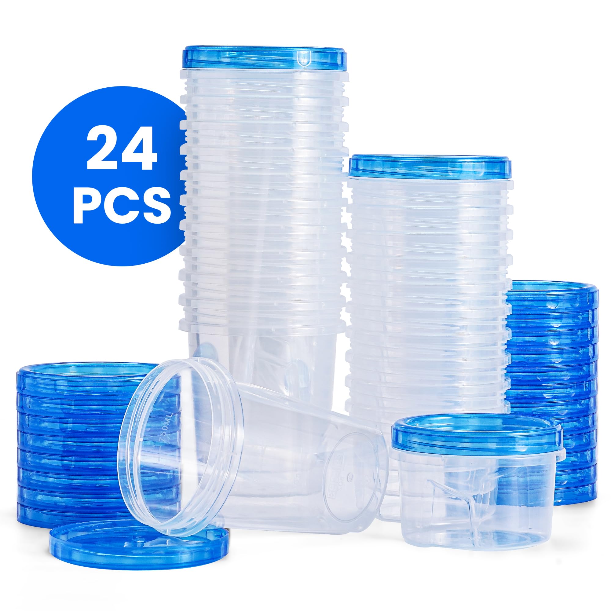 RFAQK 48 PCS Freezer Storage Containers with Twist Top Lids-(32OZ & 16OZ) 24 Plastic Deli Containers with 24 Screw Lids-Soup Freezer Containers with Lids-Meal Prep Reusable Box for Lunch and Gym