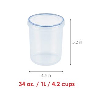 LocknLock Easy Essentials Twist Food Storage lids/Airtight containers, BPA Free, Tall-30.4oz Clear (Pack of 2)