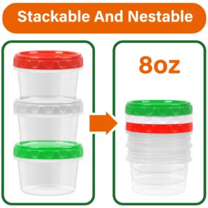 EONJOE 8 oz Plastic Containers with Lids 12-pack Food Storage Container 1 Cup Meal Prep Bowls Airtight Stackable Dishwasher Freezer Safe