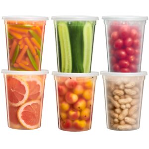 zeml [24 sets] 32 oz. deli food storage freezer containers with leak-proof lids