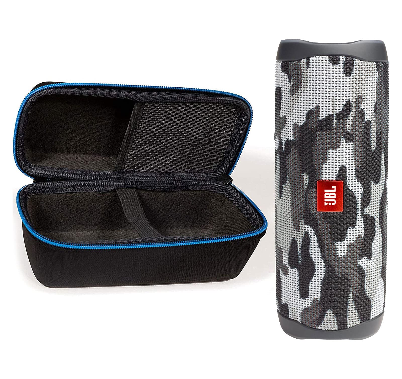 JBL Flip 5 Waterproof Portable Wireless Bluetooth Speaker Bundle with divvi! Protective Hardshell Case - Black Camo