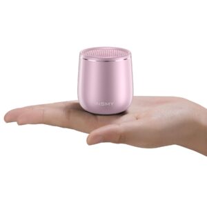 insmy small bluetooth speaker, waterproof mini portable wireless speaker, punchy bass rich audio stereo pairing,handheld pocket size for hiking biking gift laptop tablet (rose gold)