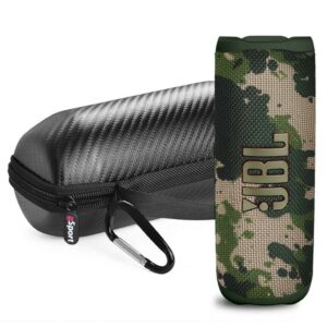 jbl flip 6 waterproof portable speaker bundle with gsport carbon fiber case (green camo)