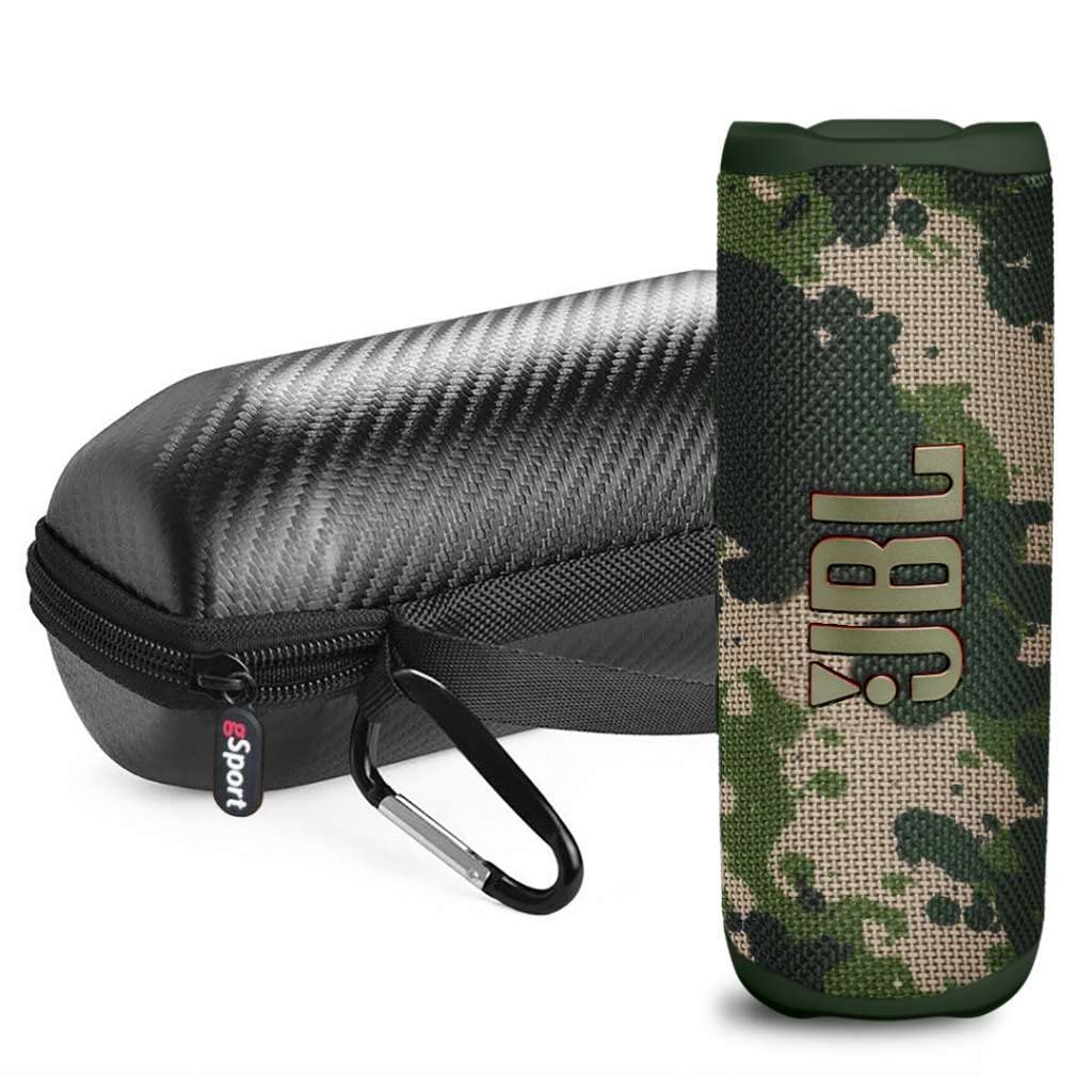 JBL FLIP 6 Waterproof Portable Speaker Bundle with gSport Carbon Fiber Case (Green Camo)