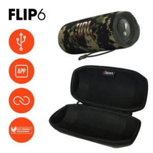 JBL FLIP 6 Waterproof Portable Speaker Bundle with gSport Carbon Fiber Case (Green Camo)