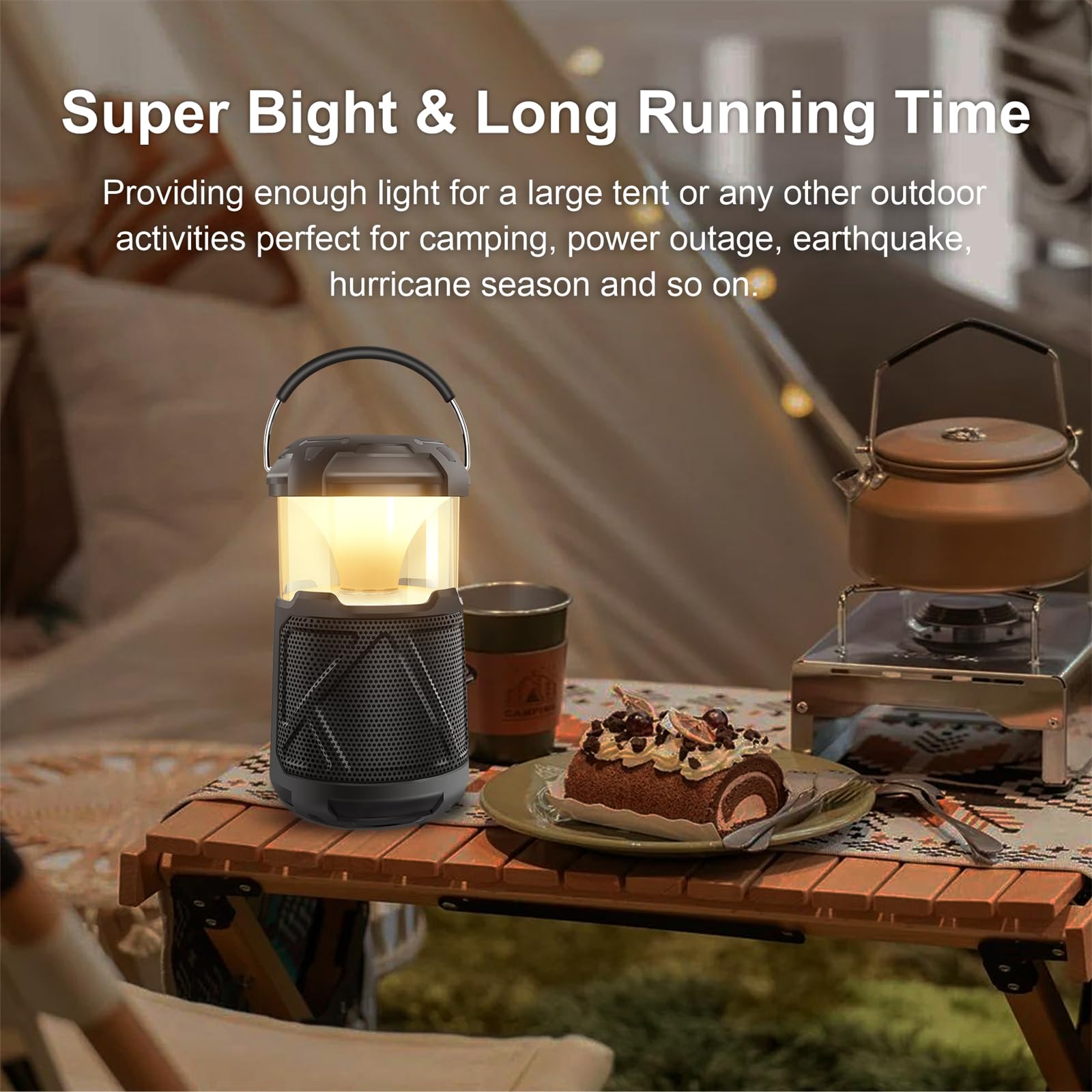 RIDALUX Portable Bluetooth Speakers LED Atmosphere Camping Lantern Outdoor, IPX6 Waterproof Wireless Speaker with LED Lights for Patio, Yard, Party, Hiking, Gift for Men Women Fathers