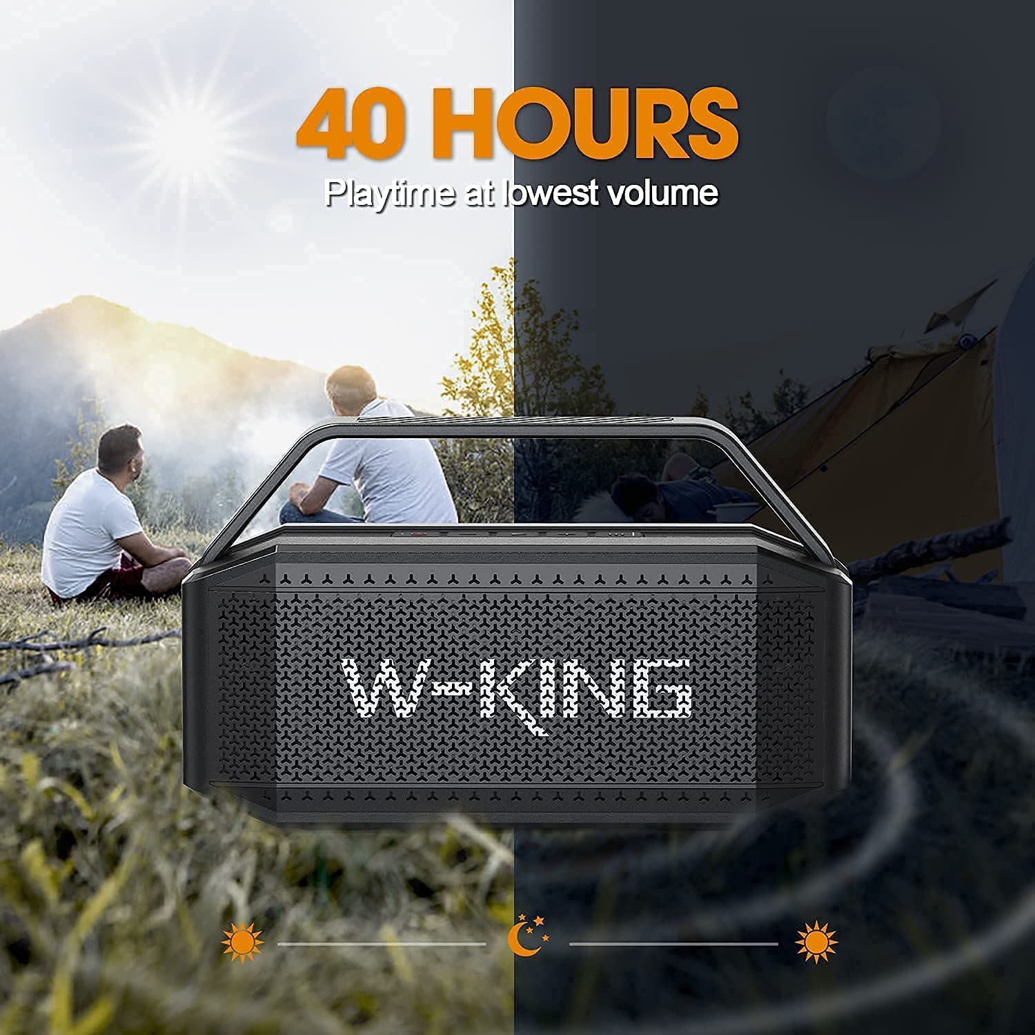 W-KING Portable Loud Bluetooth Speakers with Subwoofer, 60W(100W Peak) Outdoor Speakers Bluetooth Wireless Waterproof Speaker, Deep Bass/V5.0/40H Play/Power Bank/TF Card/AUX/EQ, Large for Party