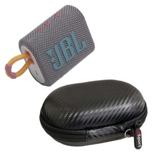 JBL GO 3 Waterproof Ultra Portable Bluetooth Speaker Bundle with gSport Deluxe Hardshell Case (Gray)